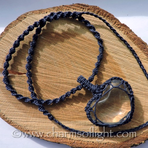 Clear Quartz Heart Macrame Necklace